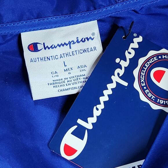 Champion Packable Jacket windbreaker blue size L NWT - Picture 6 of 10
